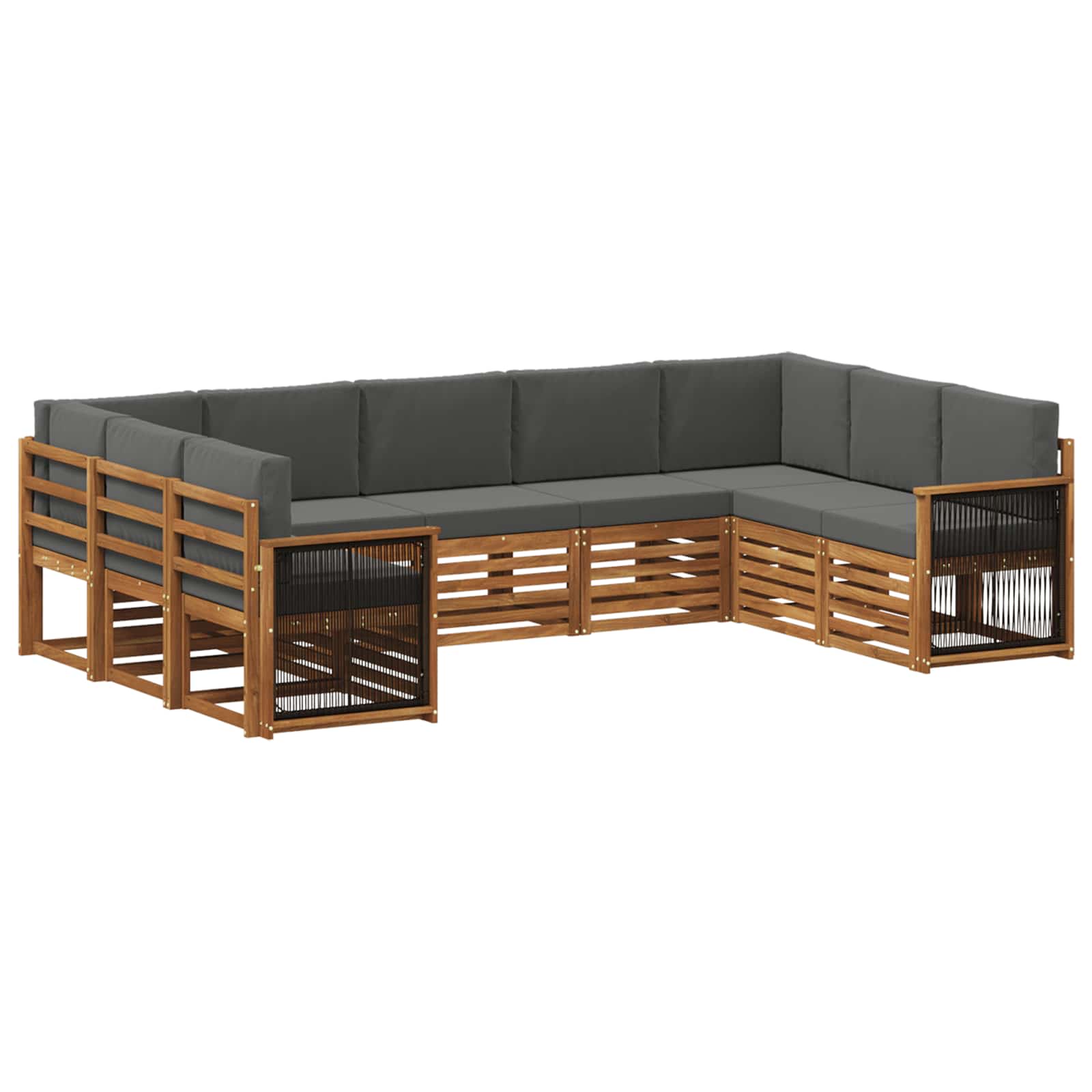 Σαλονάκι Γωνιακού Καναπέ με μαξιλάρι 7 pcs Φυσικό και Ανθρακί - Pakobazaar