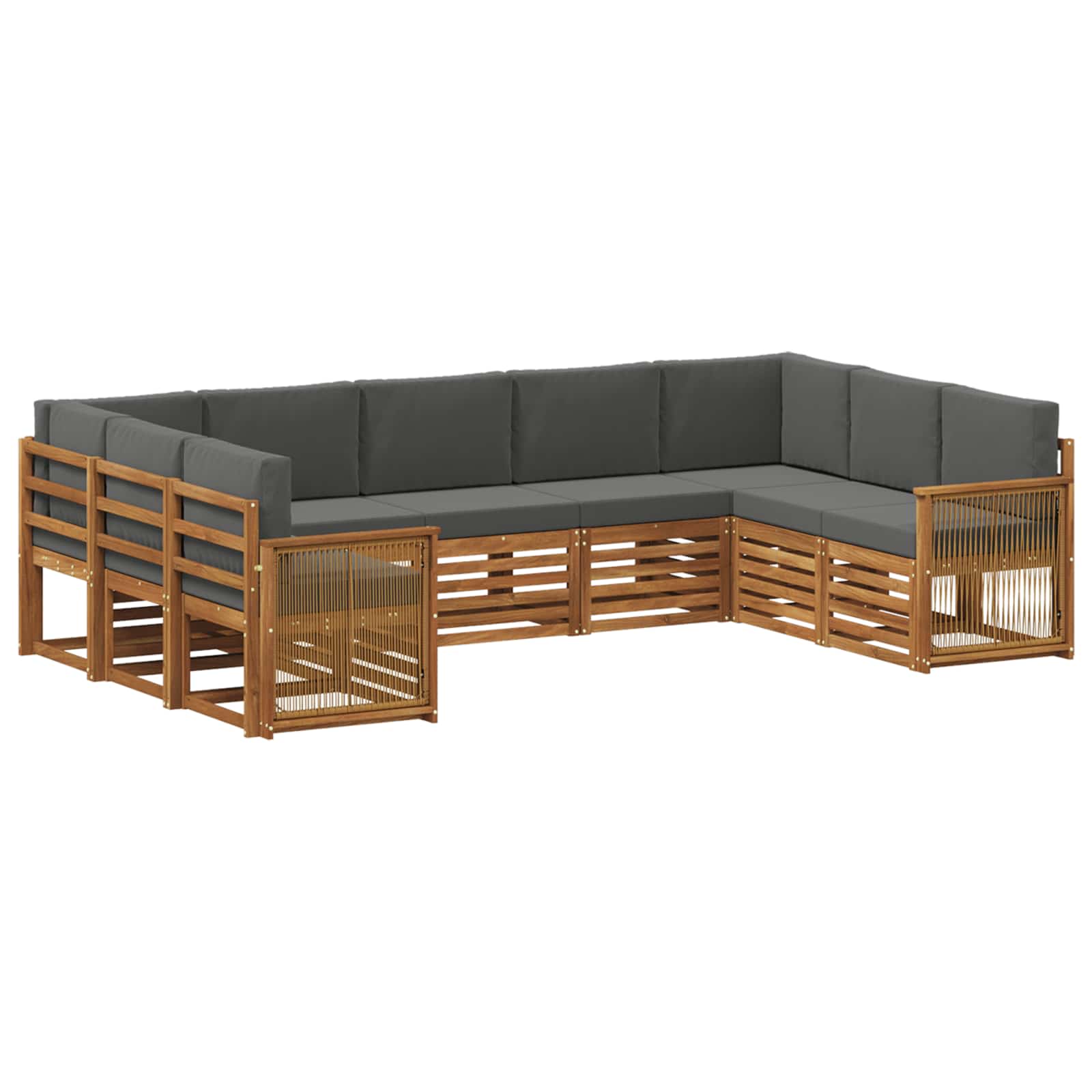 Σαλονάκι Γωνιακού Καναπέ με μαξιλάρι 7 pcs Φυσικό και Ανθρακί - Pakobazaar