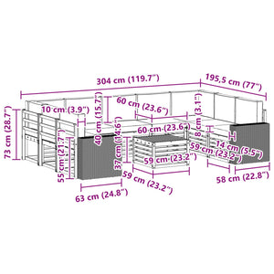 Σετ Καναπέ 10 pcs Φυσικό και Κρέμα Στερεό Ξύλο Ακακίας - Pakobazaar
