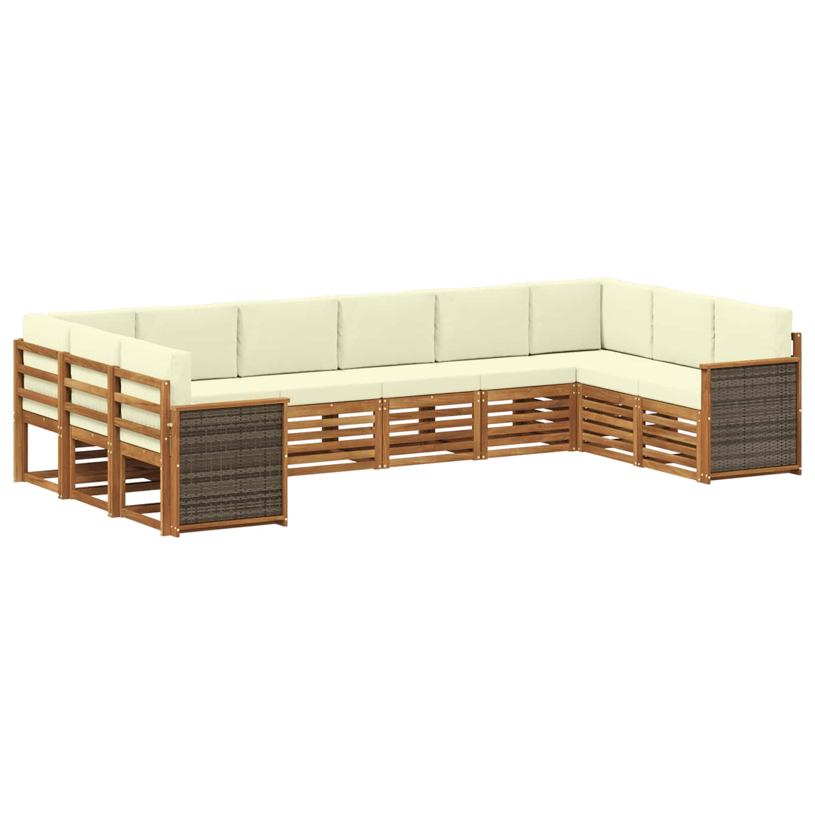 Σαλονάκι Γωνιακού Καναπέ με μαξιλάρι 7 pcs Φυσικό και Κρέμα - Pakobazaar