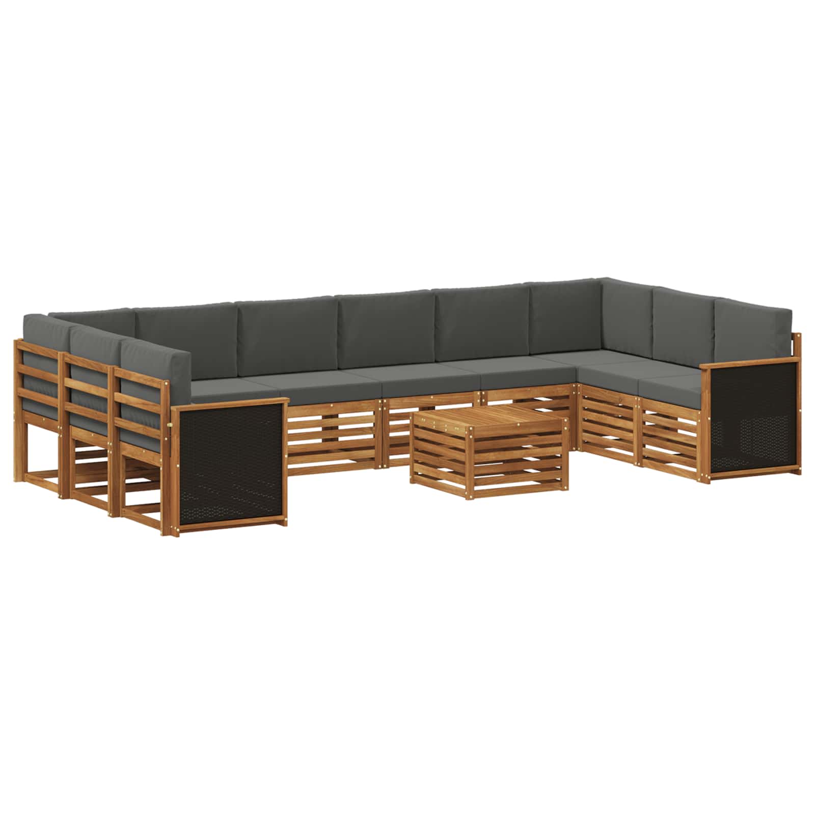 Σειρά Καναπέ Εξωτερικού με μαξιλάρι 8 pcs Φυσικό και Ανθρακί - Pakobazaar
