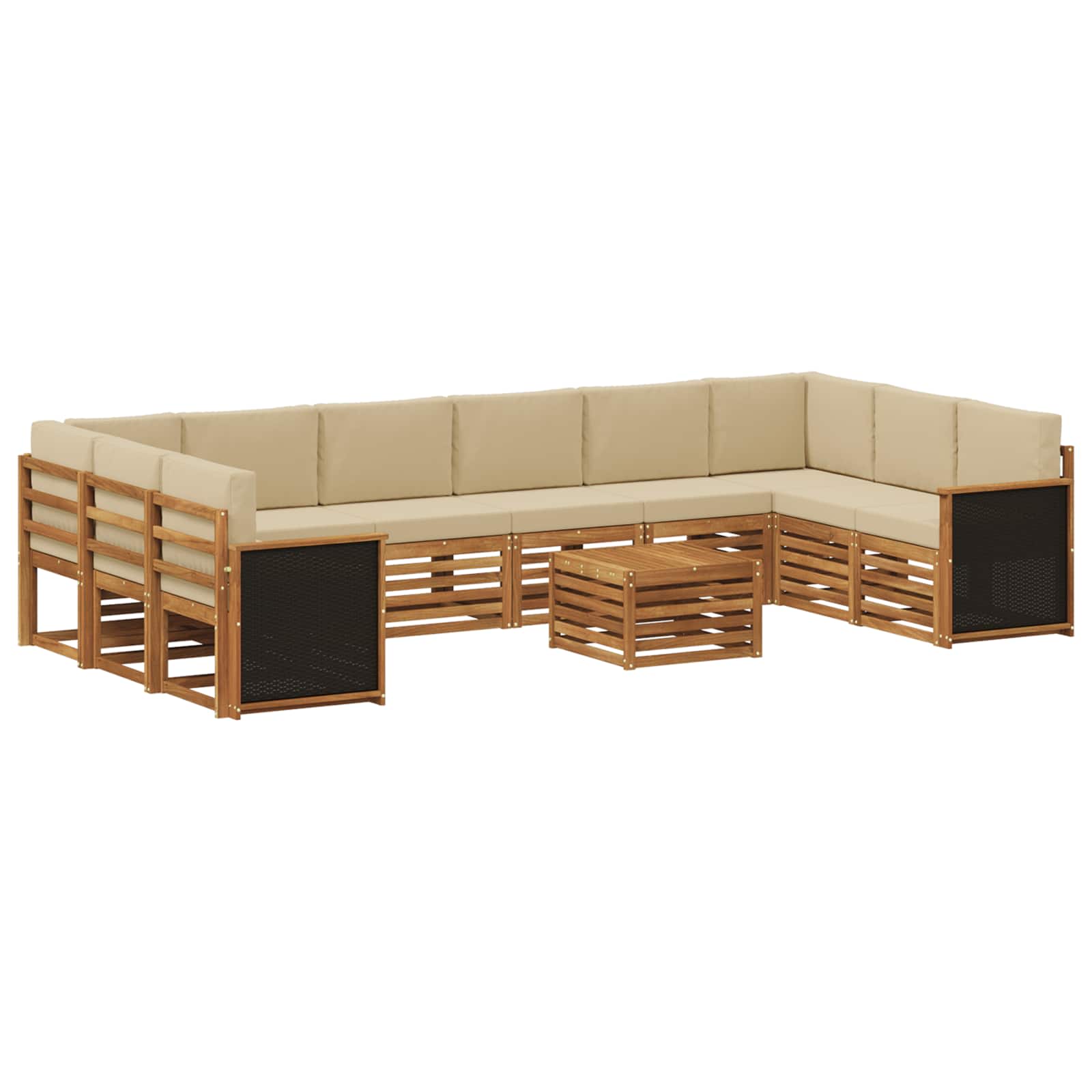 Σειρά Καναπέ Εξωτερικού με μαξιλάρι 8 pcs Φυσικό - Pakobazaar