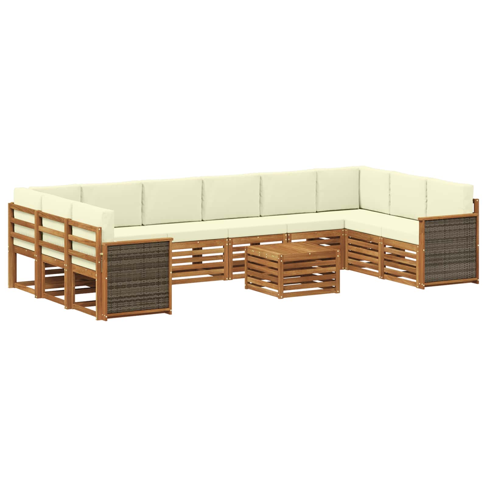 Σειρά Καναπέ Εξωτερικού με μαξιλάρι 8 pcs Φυσικό και Κρέμα - Pakobazaar
