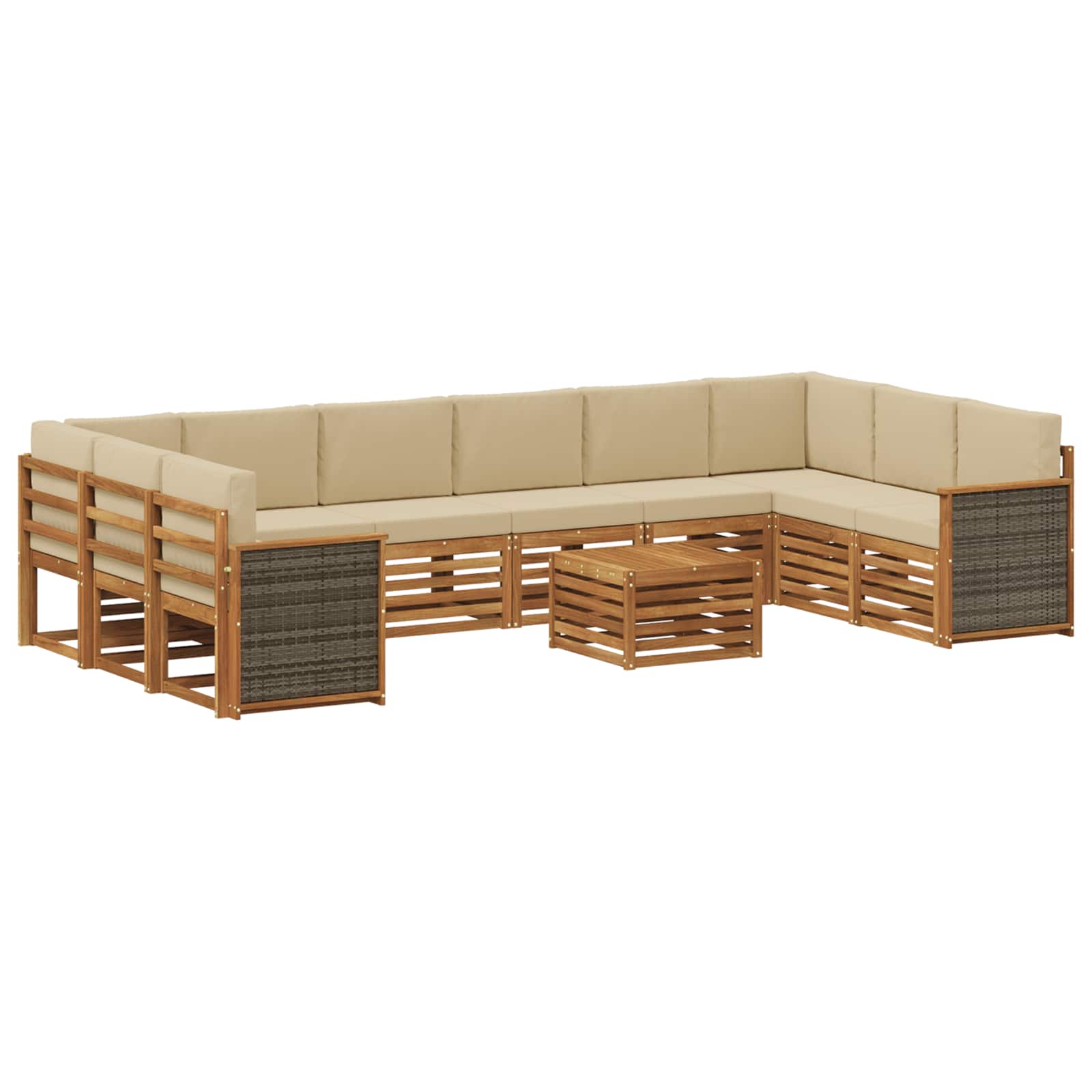 Σειρά Καναπέ Εξωτερικού με μαξιλάρι 8 pcs Φυσικό - Pakobazaar