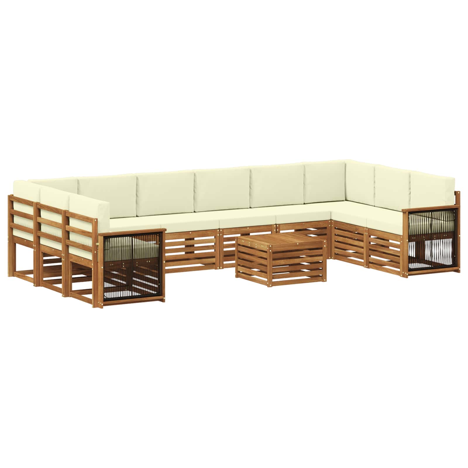 Σειρά Καναπέ Εξωτερικού με μαξιλάρι 8 pcs Φυσικό και Κρέμα - Pakobazaar
