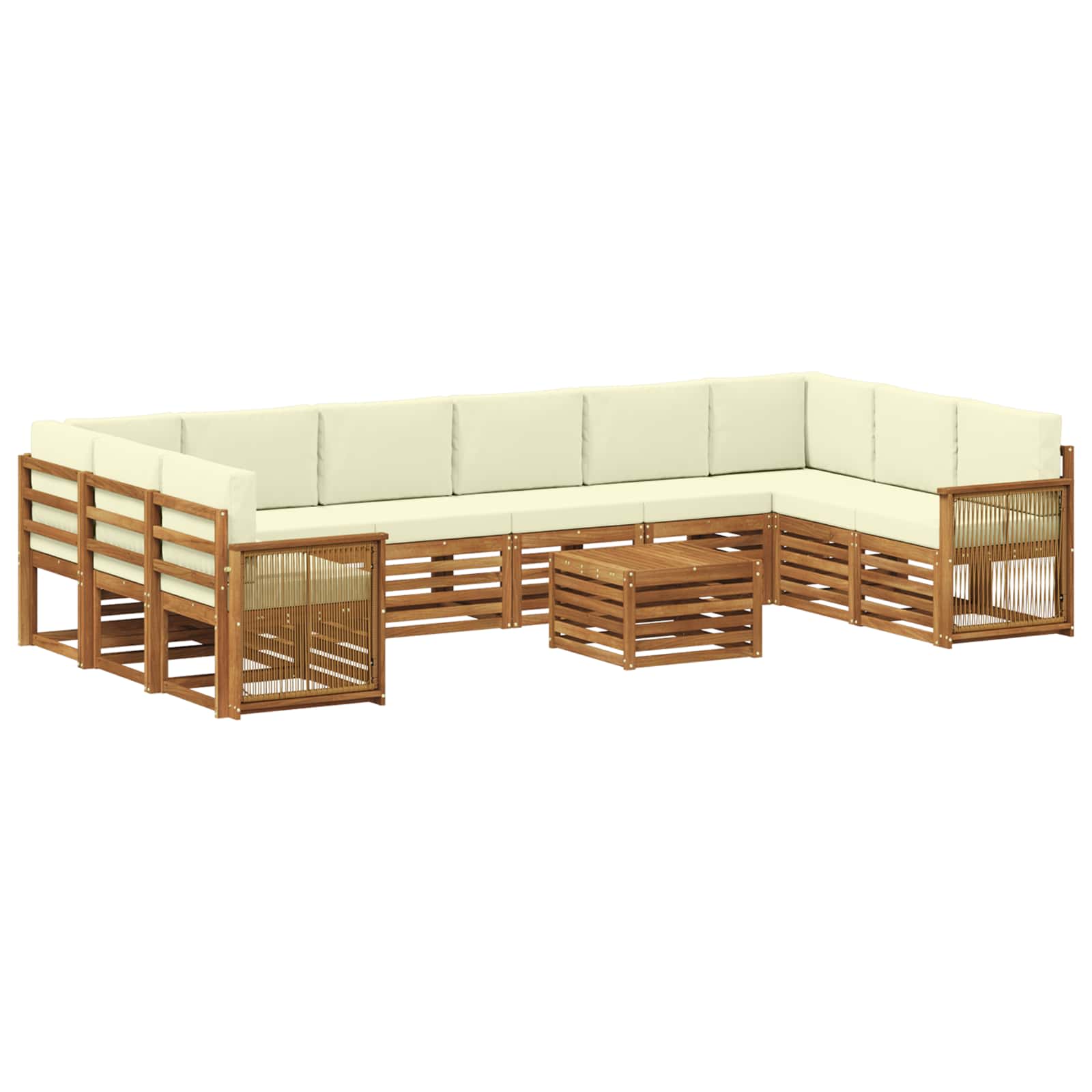 Σειρά Καναπέ Εξωτερικού με μαξιλάρι 8 pcs Φυσικό και Κρέμα - Pakobazaar