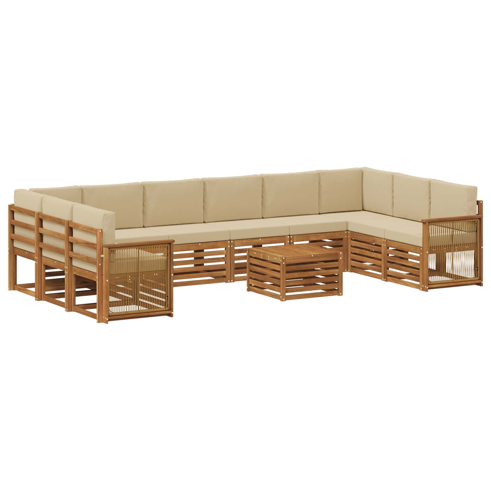 Σειρά Καναπέ Εξωτερικού με μαξιλάρι 8 pcs Φυσικό - Pakobazaar