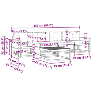 Σειρά Καναπέ Εξωτερικού με μαξιλάρι 5 pcs Φυσικό και Κρέμα - Pakobazaar