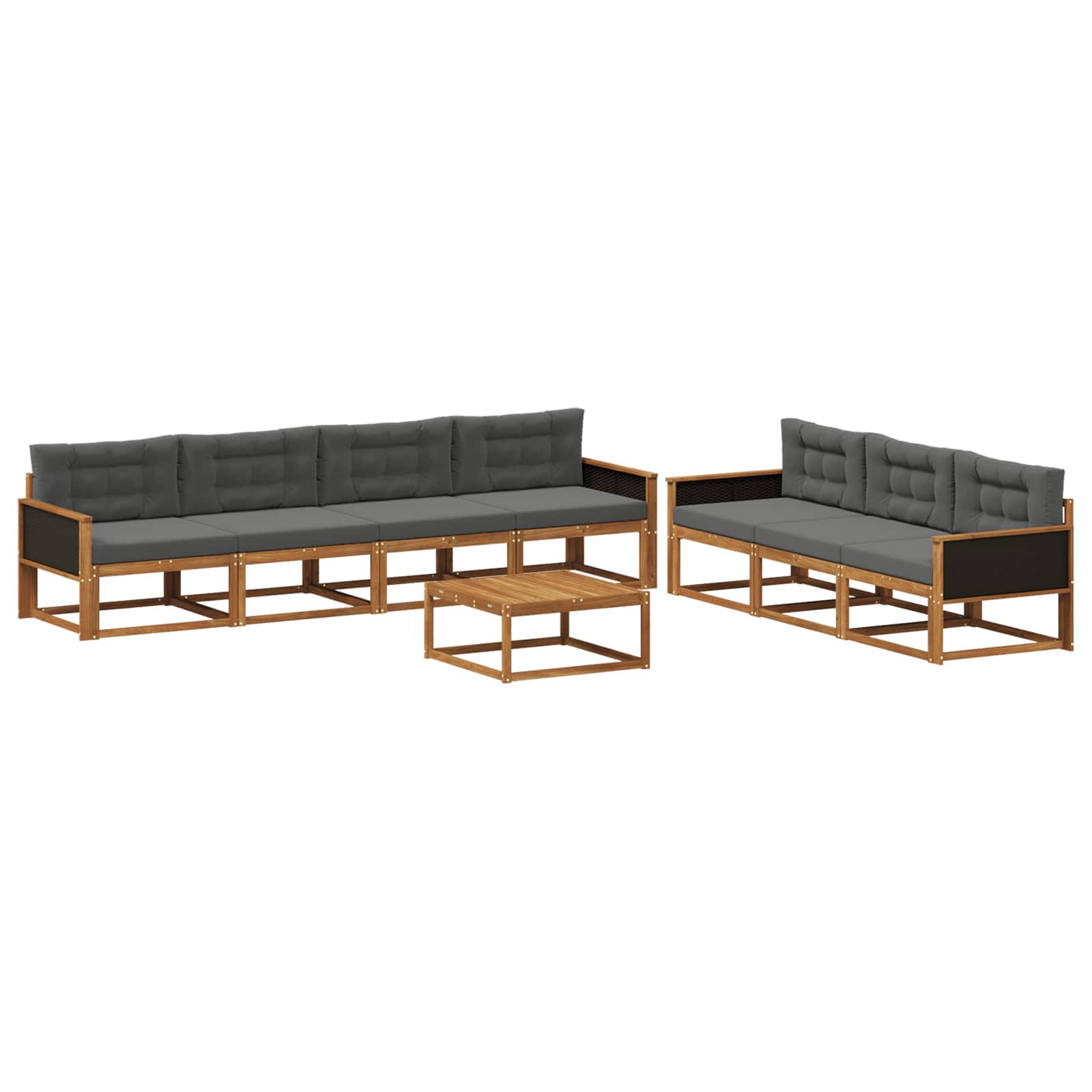 Σειρά Καναπέ Εξωτερικού με μαξιλάρι 8 pcs Φυσικό και Ανθρακί - Pakobazaar