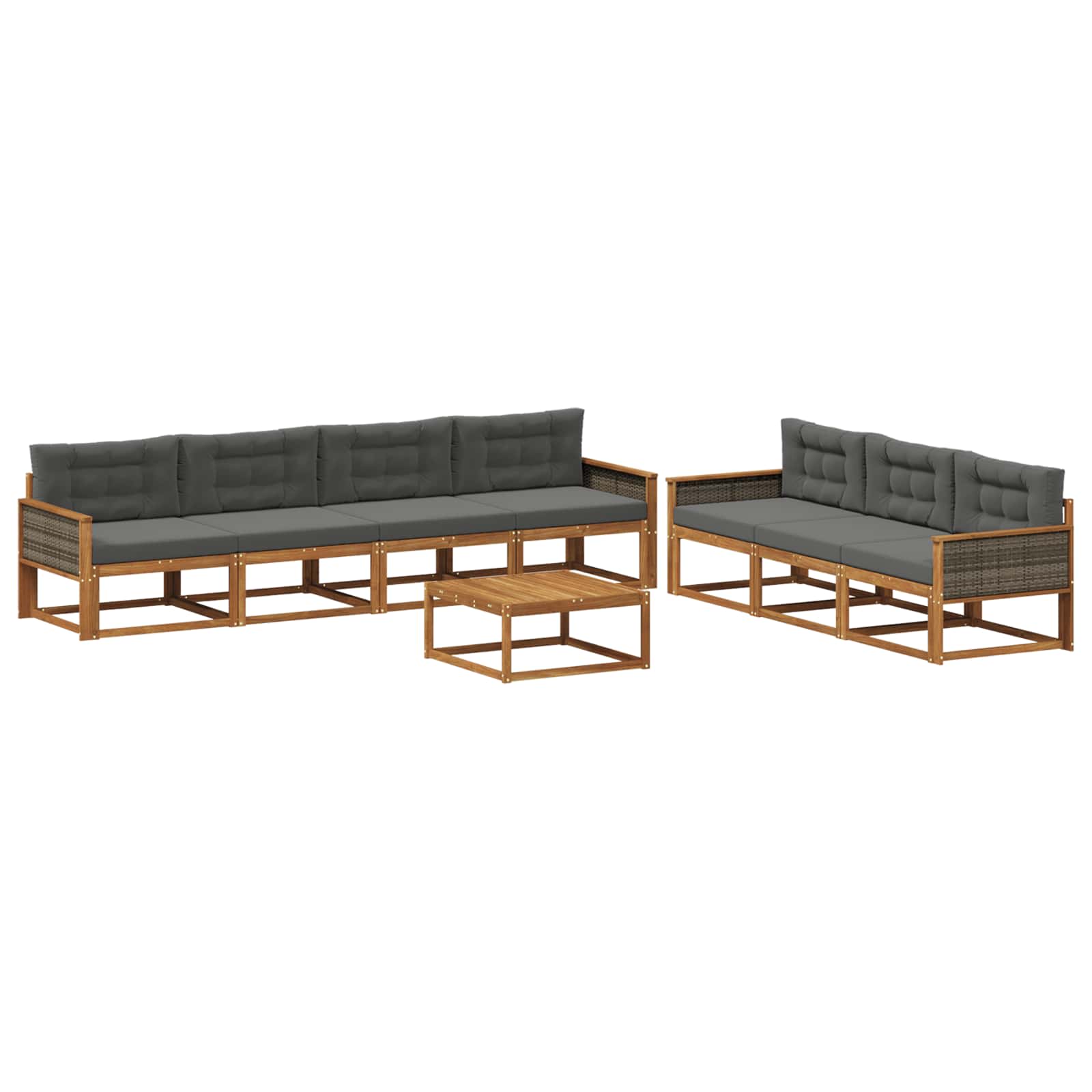 Σειρά Καναπέ Εξωτερικού με μαξιλάρι 8 pcs Φυσικό και Ανθρακί - Pakobazaar