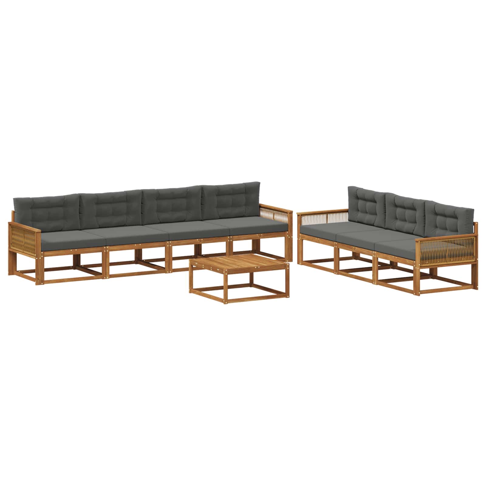 Σειρά Καναπέ Εξωτερικού με μαξιλάρι 8 pcs Φυσικό και Ανθρακί - Pakobazaar
