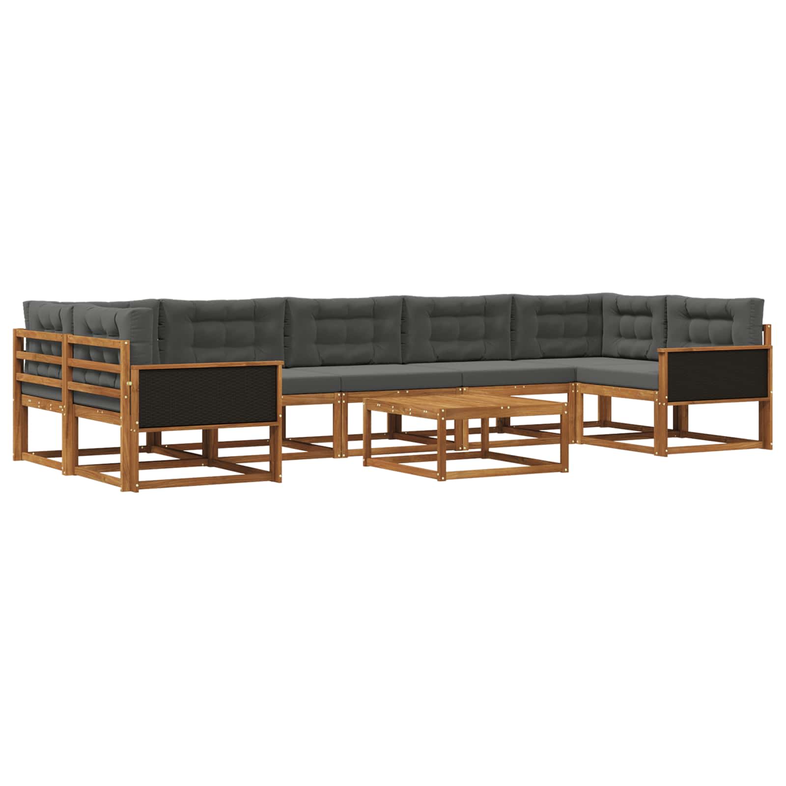Σειρά Καναπέ Εξωτερικού με μαξιλάρι 8 pcs Φυσικό και Ανθρακί - Pakobazaar