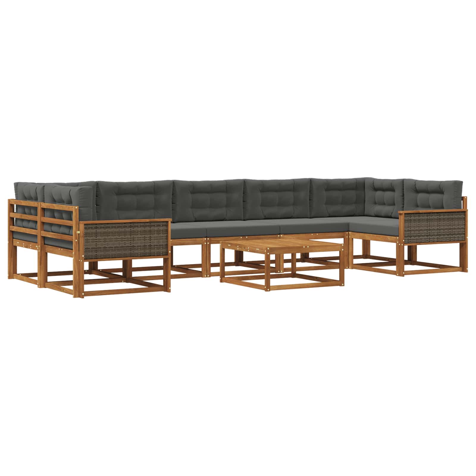 Σειρά Καναπέ Εξωτερικού με μαξιλάρι 8 pcs Φυσικό και Ανθρακί - Pakobazaar