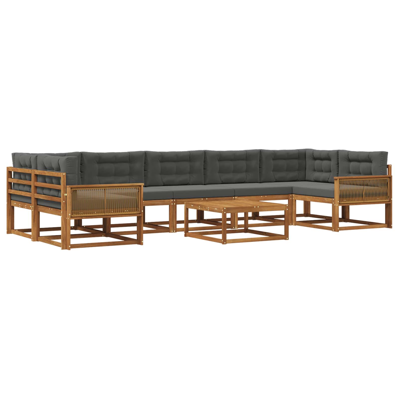 Σειρά Καναπέ Εξωτερικού με μαξιλάρι 8 pcs Φυσικό και Ανθρακί - Pakobazaar