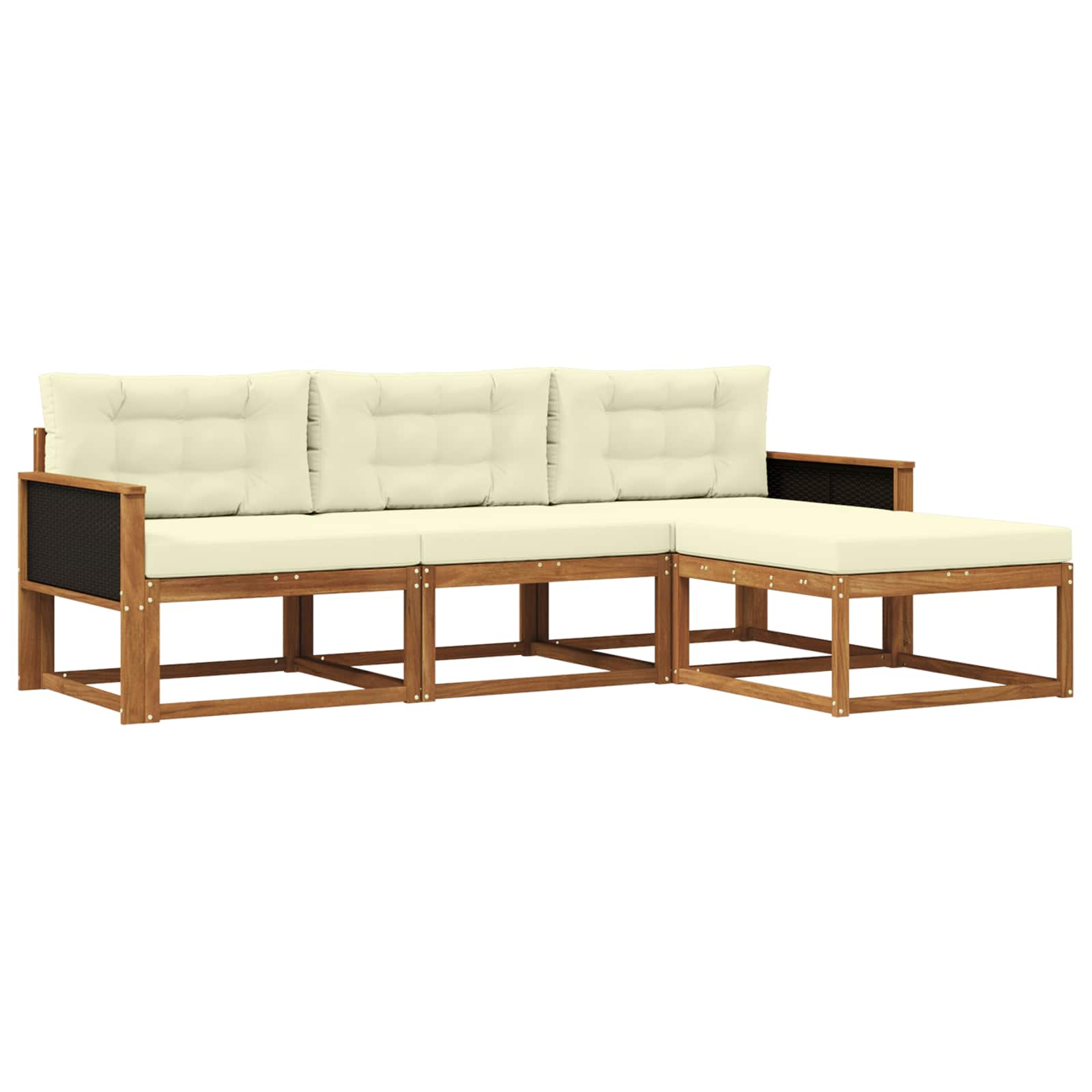 Σειρά Καναπέ Εξωτερικού με μαξιλάρι 4 pcs Φυσικό και Κρέμα - Pakobazaar