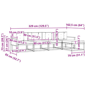 Σειρά Καναπέ Εξωτερικού με μαξιλάρι 5 pcs Φυσικό και Ανθρακί - Pakobazaar