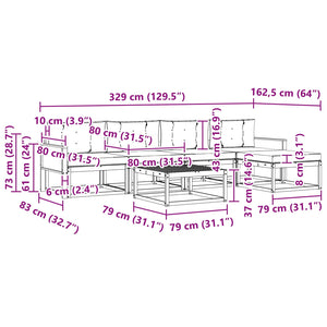 Σειρά Καναπέ Εξωτερικού με μαξιλάρι 6 pcs Φυσικό και Ανθρακί - Pakobazaar