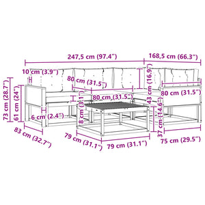Σειρά Καναπέ Εξωτερικού με μαξιλάρι 5 pcs Φυσικό και Κρέμα - Pakobazaar