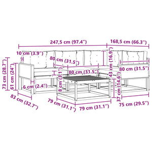 Σειρά Καναπέ Εξωτερικού με μαξιλάρι 5 pcs Φυσικό και Κρέμα - Pakobazaar