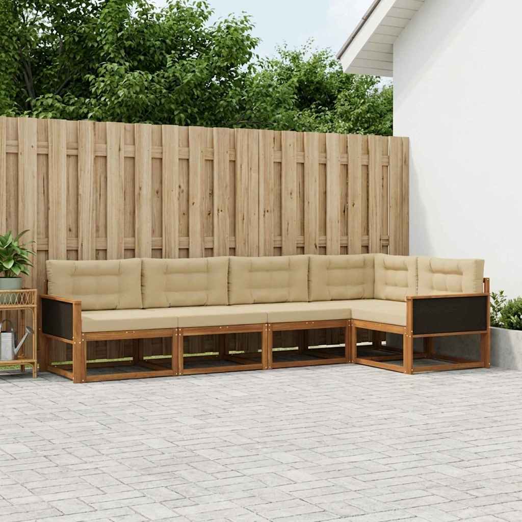 Σειρά Καναπέ Εξωτερικού με μαξιλάρι 5 pcs Φυσικό και Μπεζ - Pakobazaar