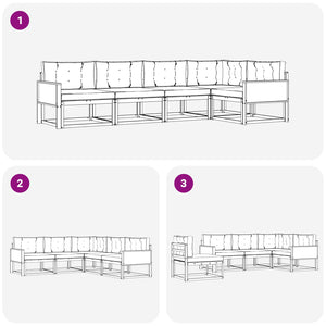 Σειρά Καναπέ Εξωτερικού με μαξιλάρι 5 pcs Φυσικό και Μπεζ - Pakobazaar