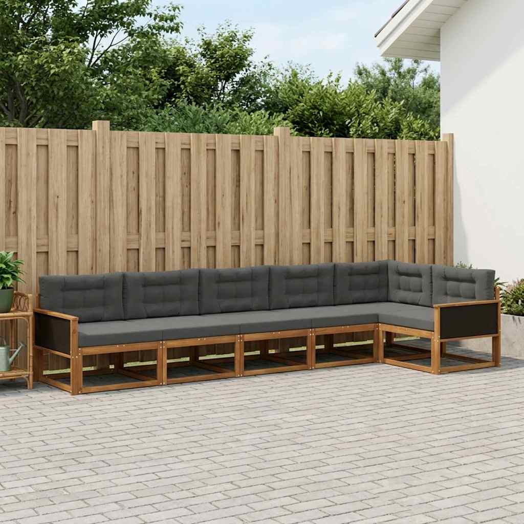Σειρά Καναπέ Εξωτερικού με μαξιλάρι 6 pcs Φυσικό και Ανθρακί - Pakobazaar