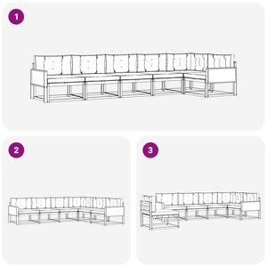 Σειρά Καναπέ Εξωτερικού με μαξιλάρι 6 pcs Φυσικό και Κρέμα - Pakobazaar
