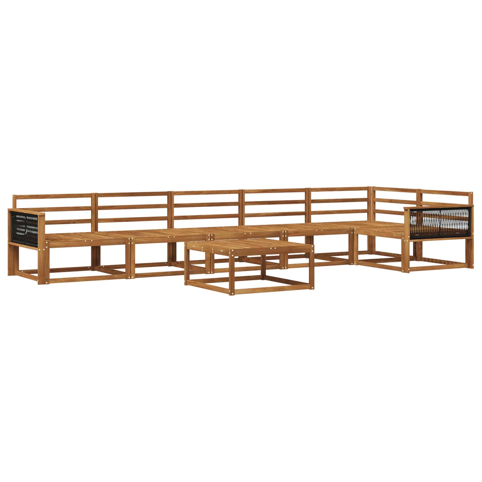 Σειρά Καναπέ Εξωτερικού 7 pcs Φυσικό Στερεό Ξύλο Ακακίας - Pakobazaar