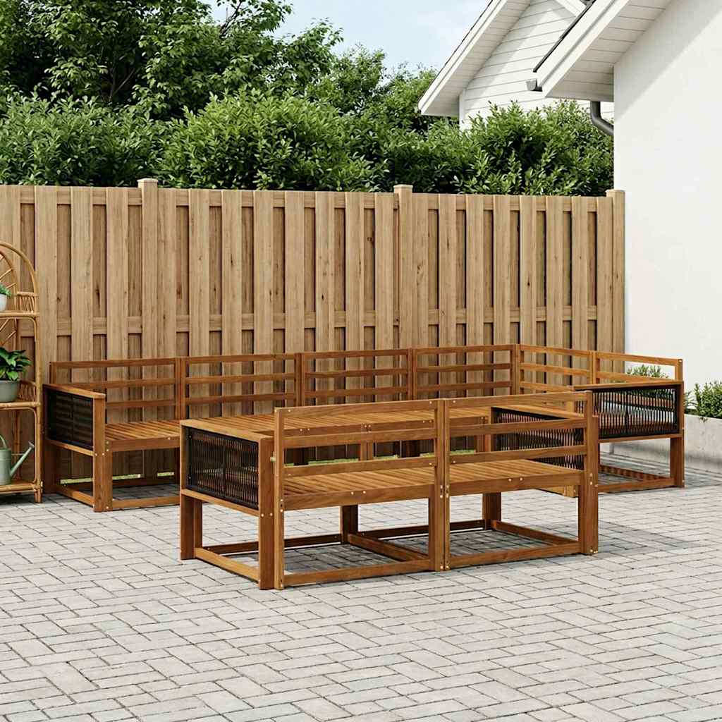 Σειρά Καναπέ Εξωτερικού 7 pcs Φυσικό Στερεό Ξύλο Ακακίας - Pakobazaar