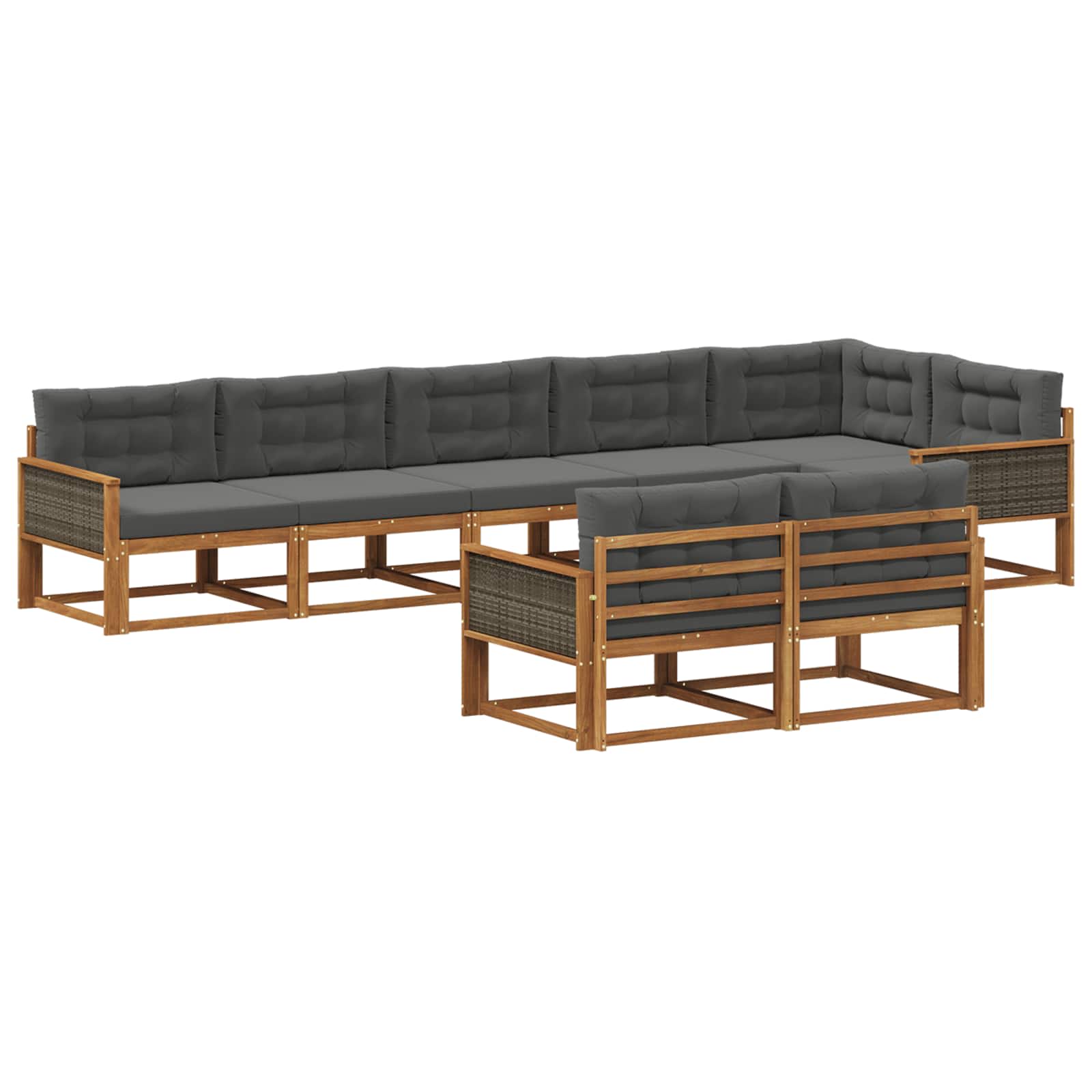 Σειρά Καναπέ Εξωτερικού με μαξιλάρι 8 pcs Φυσικό και Ανθρακί - Pakobazaar