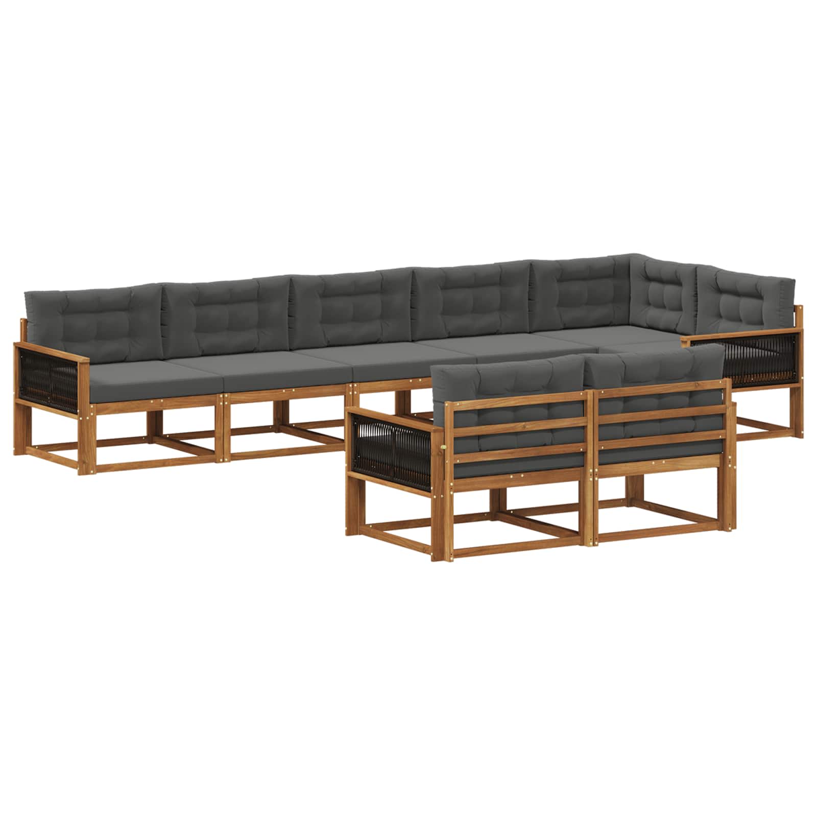 Σειρά Καναπέ Εξωτερικού με μαξιλάρι 8 pcs Φυσικό και Ανθρακί - Pakobazaar