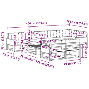 Σειρά Καναπέ Εξωτερικού με μαξιλάρι 9 pcs Φυσικό και Μπεζ - Pakobazaar