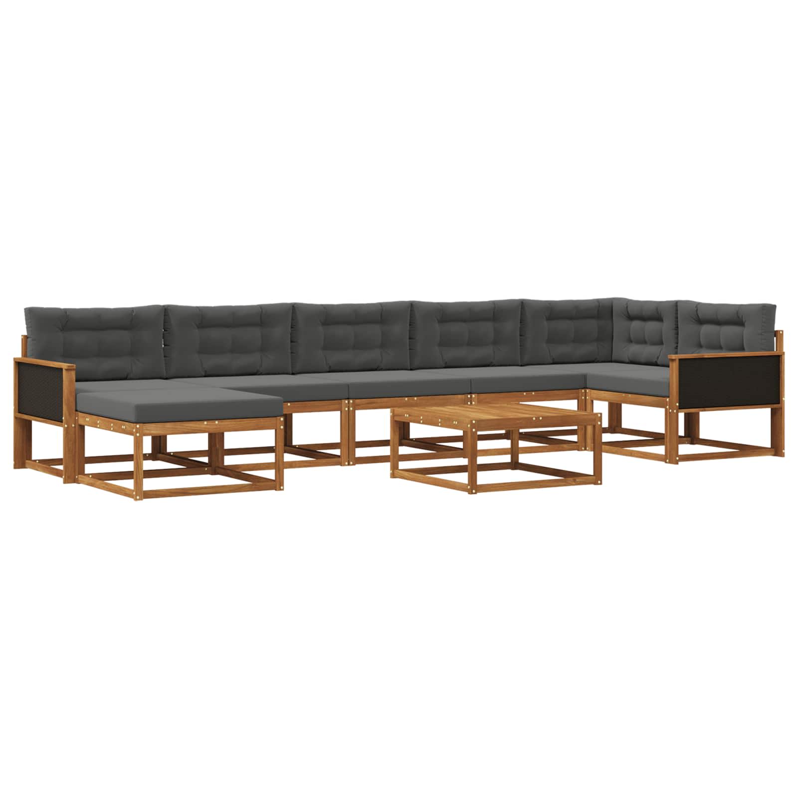 Σειρά Καναπέ Εξωτερικού με μαξιλάρι 8 pcs Φυσικό και Ανθρακί - Pakobazaar
