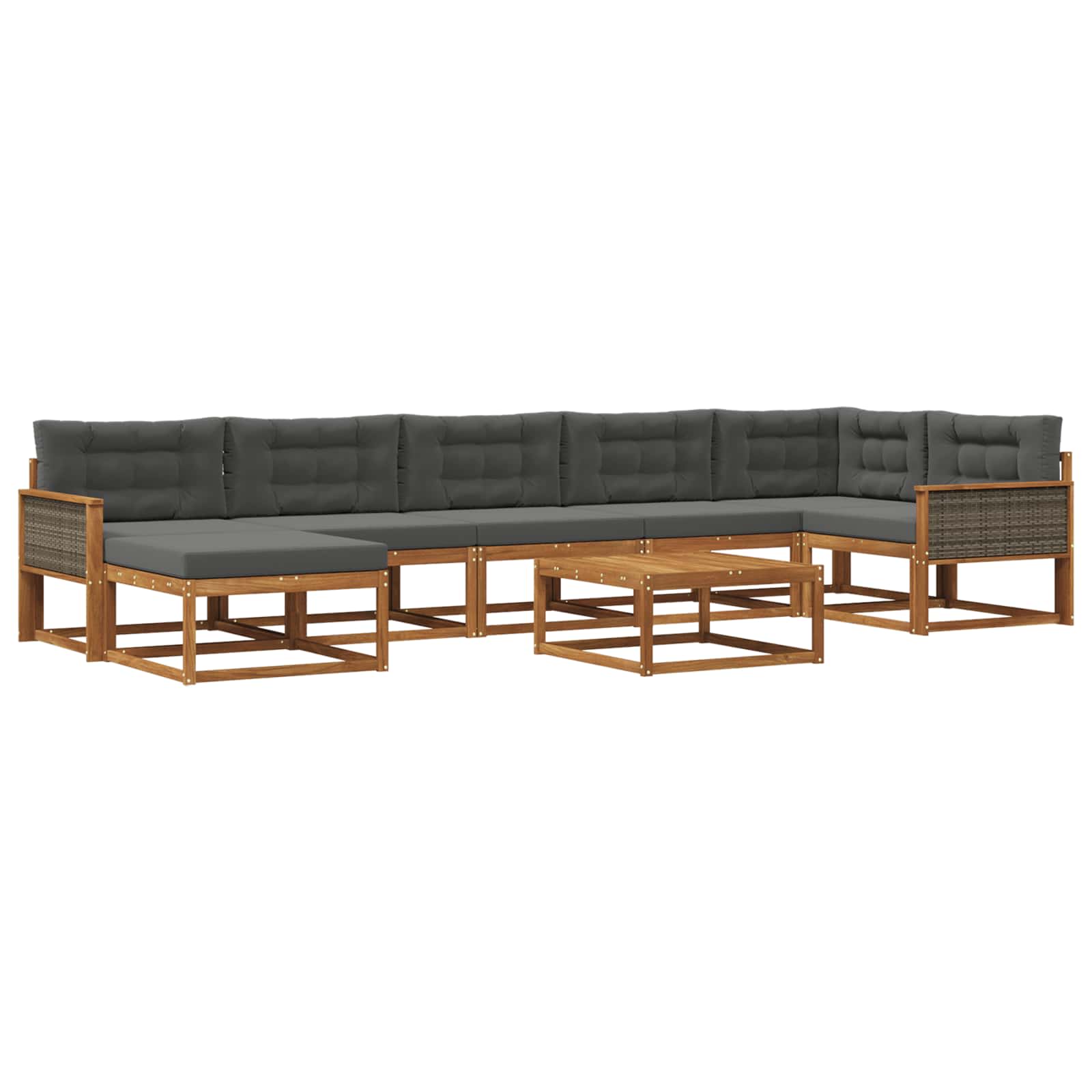 Σειρά Καναπέ Εξωτερικού με μαξιλάρι 8 pcs Φυσικό και Ανθρακί - Pakobazaar