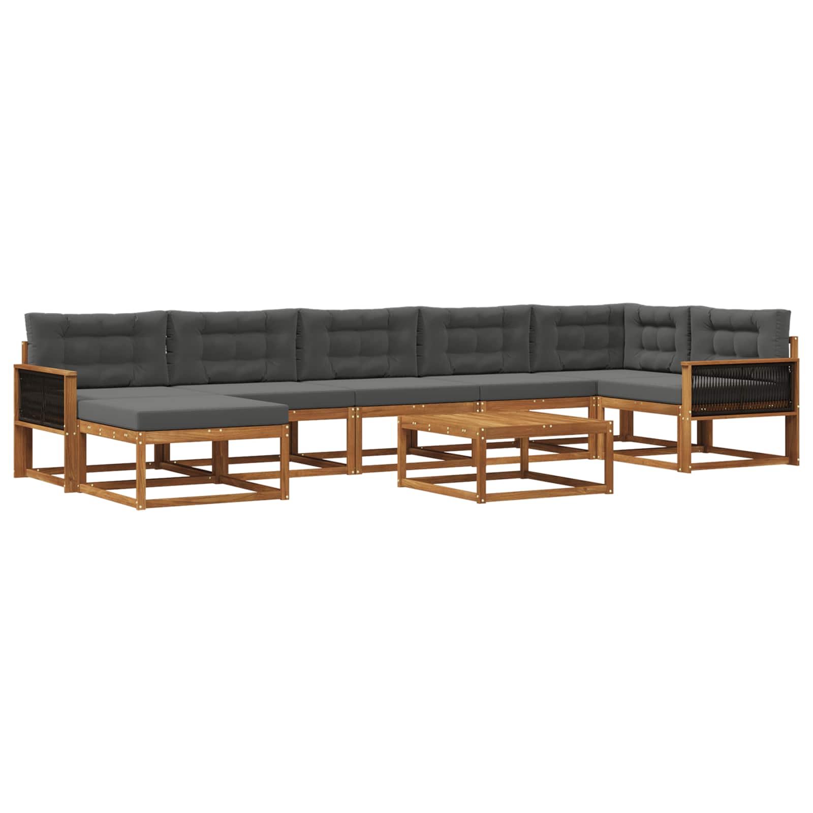 Σειρά Καναπέ Εξωτερικού με μαξιλάρι 8 pcs Φυσικό και Ανθρακί - Pakobazaar