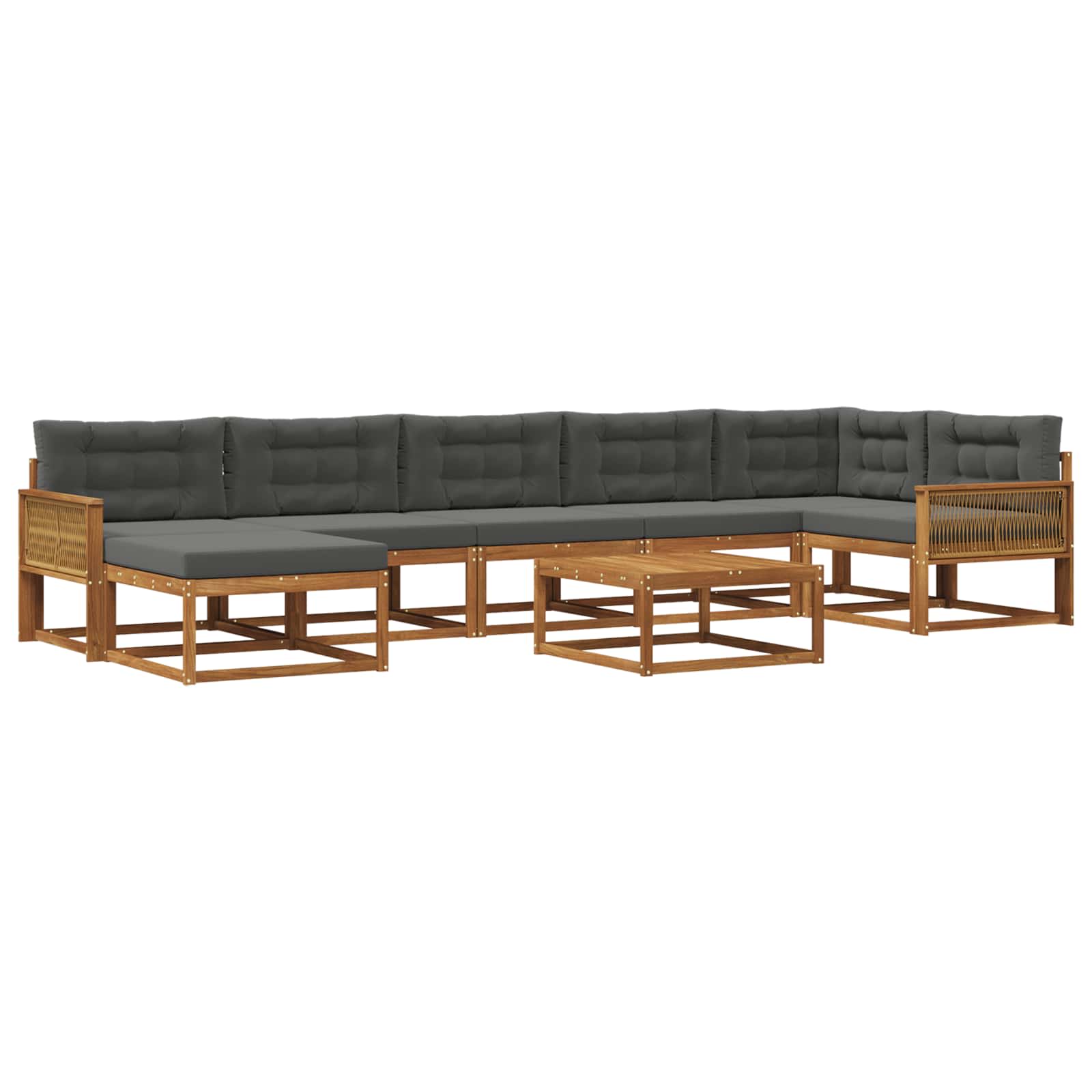 Σειρά Καναπέ Εξωτερικού με μαξιλάρι 8 pcs Φυσικό και Ανθρακί - Pakobazaar