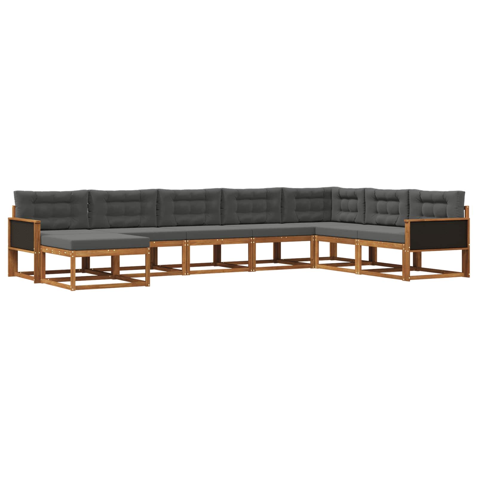 Σειρά Καναπέ Εξωτερικού με μαξιλάρι 8 pcs Φυσικό και Ανθρακί - Pakobazaar
