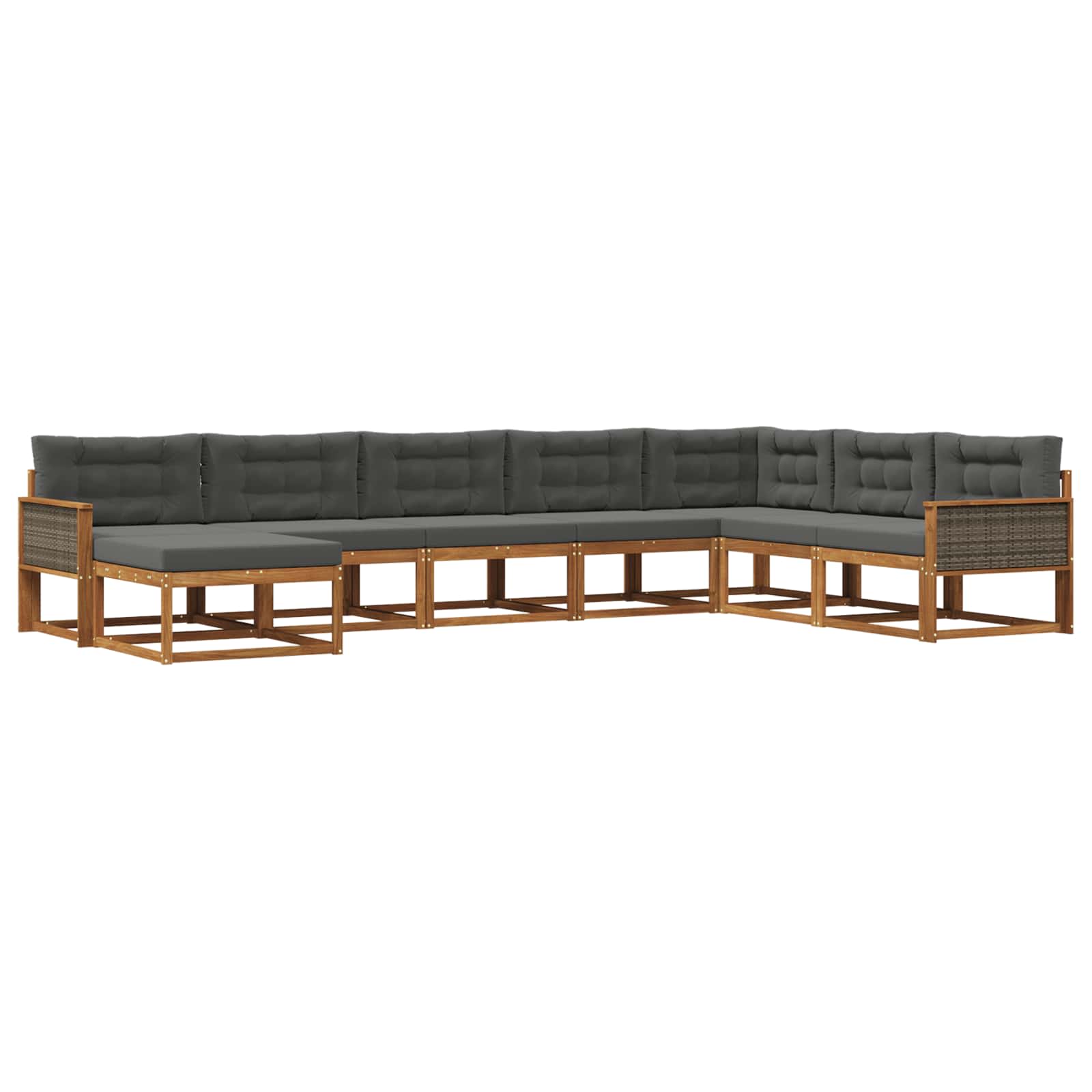 Σειρά Καναπέ Εξωτερικού με μαξιλάρι 8 pcs Φυσικό και Ανθρακί - Pakobazaar