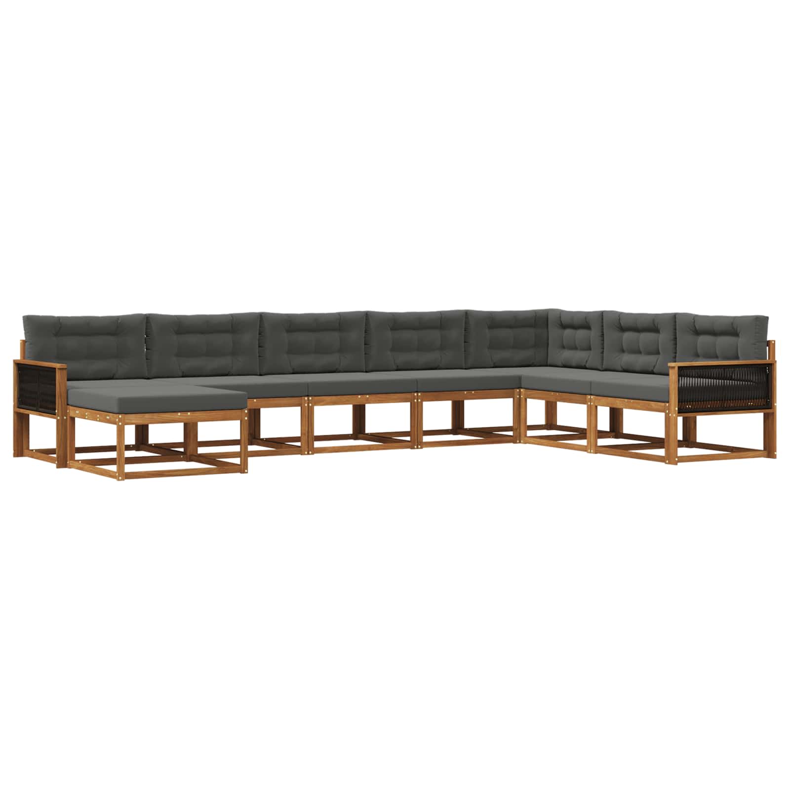 Σειρά Καναπέ Εξωτερικού με μαξιλάρι 8 pcs Φυσικό και Ανθρακί - Pakobazaar