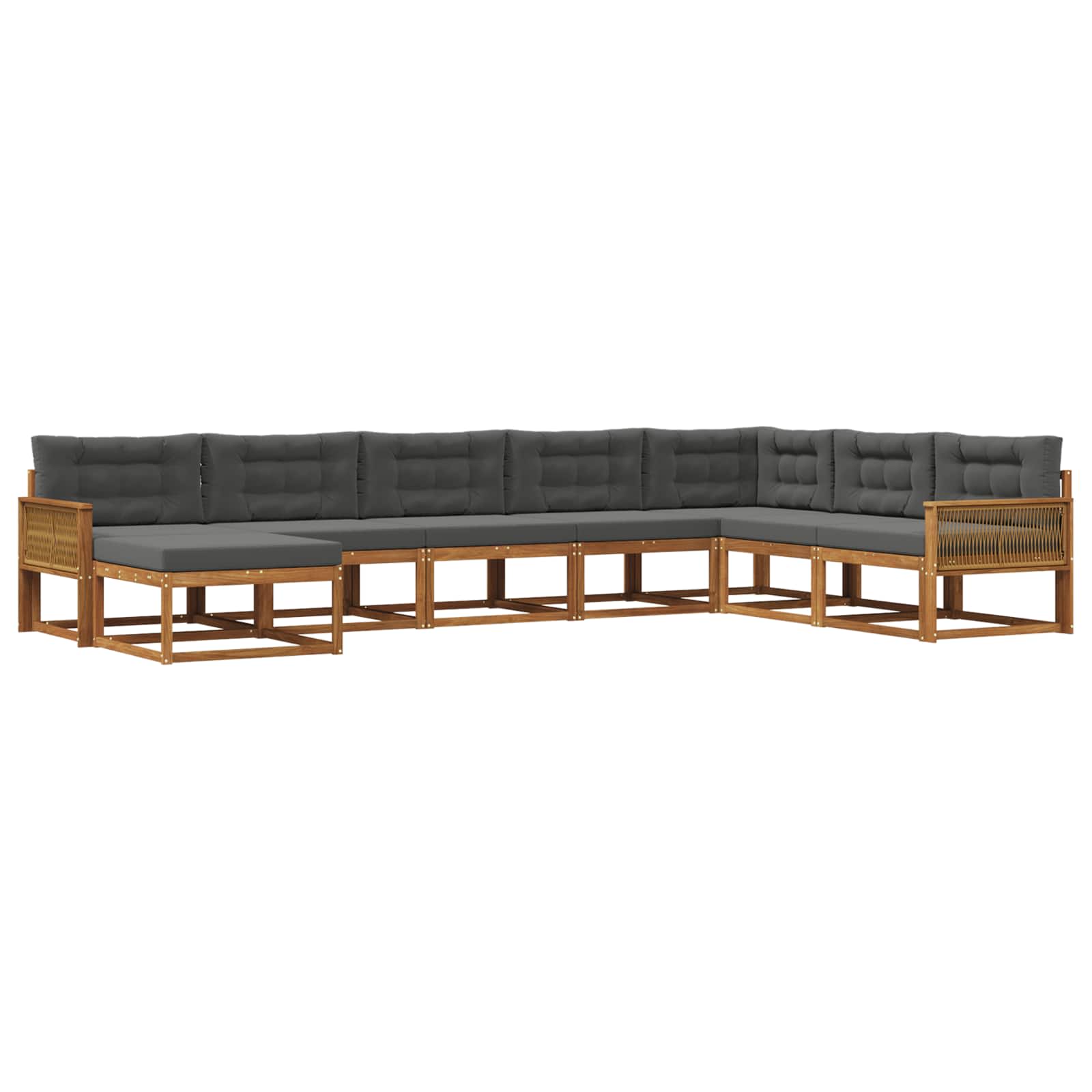 Σειρά Καναπέ Εξωτερικού με μαξιλάρι 8 pcs Φυσικό και Ανθρακί - Pakobazaar
