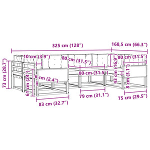 Σειρά Καναπέ Εξωτερικού με μαξιλάρι 6 pcs Φυσικό και Κρέμα - Pakobazaar