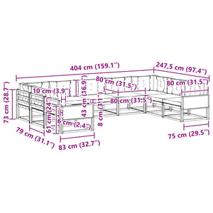 Σειρά Καναπέ Εξωτερικού με μαξιλάρι 9 pcs Φυσικό και Μπεζ - Pakobazaar