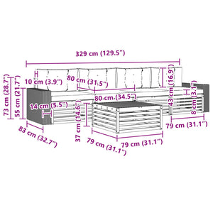 Σειρά Καναπέ Εξωτερικού 5 pcs Φυσικό και Ανοιχτό Γκρι - Pakobazaar