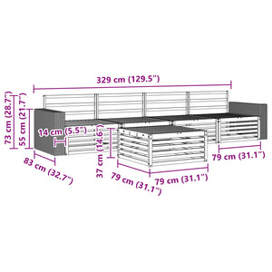 Σειρά Καναπέ Εξωτερικού 5 pcs Φυσικό Στερεό Ξύλο Ακακίας - Pakobazaar