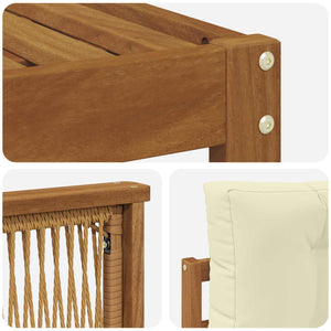 Σειρά Καναπέ Εξωτερικού με μαξιλάρι 6 pcs Φυσικό και Κρέμα - Pakobazaar