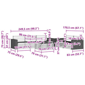 Σειρά Καναπέ Εξωτερικού 6 pcs Φυσικό Στερεό Ξύλο Ακακίας - Pakobazaar