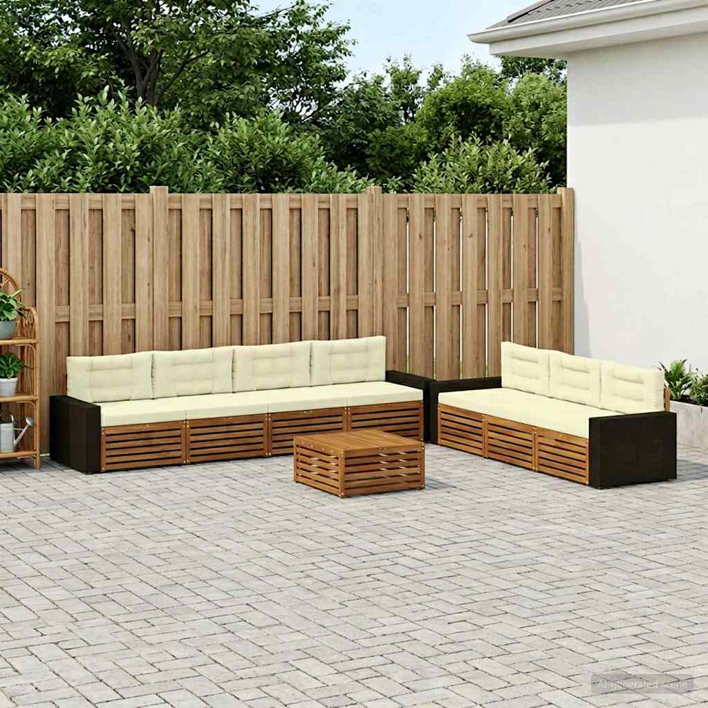 Σειρά Καναπέ Εξωτερικού 8 pcs Φυσικό και Κρέμα 79 x 79 x 37 εκ - Pakobazaar