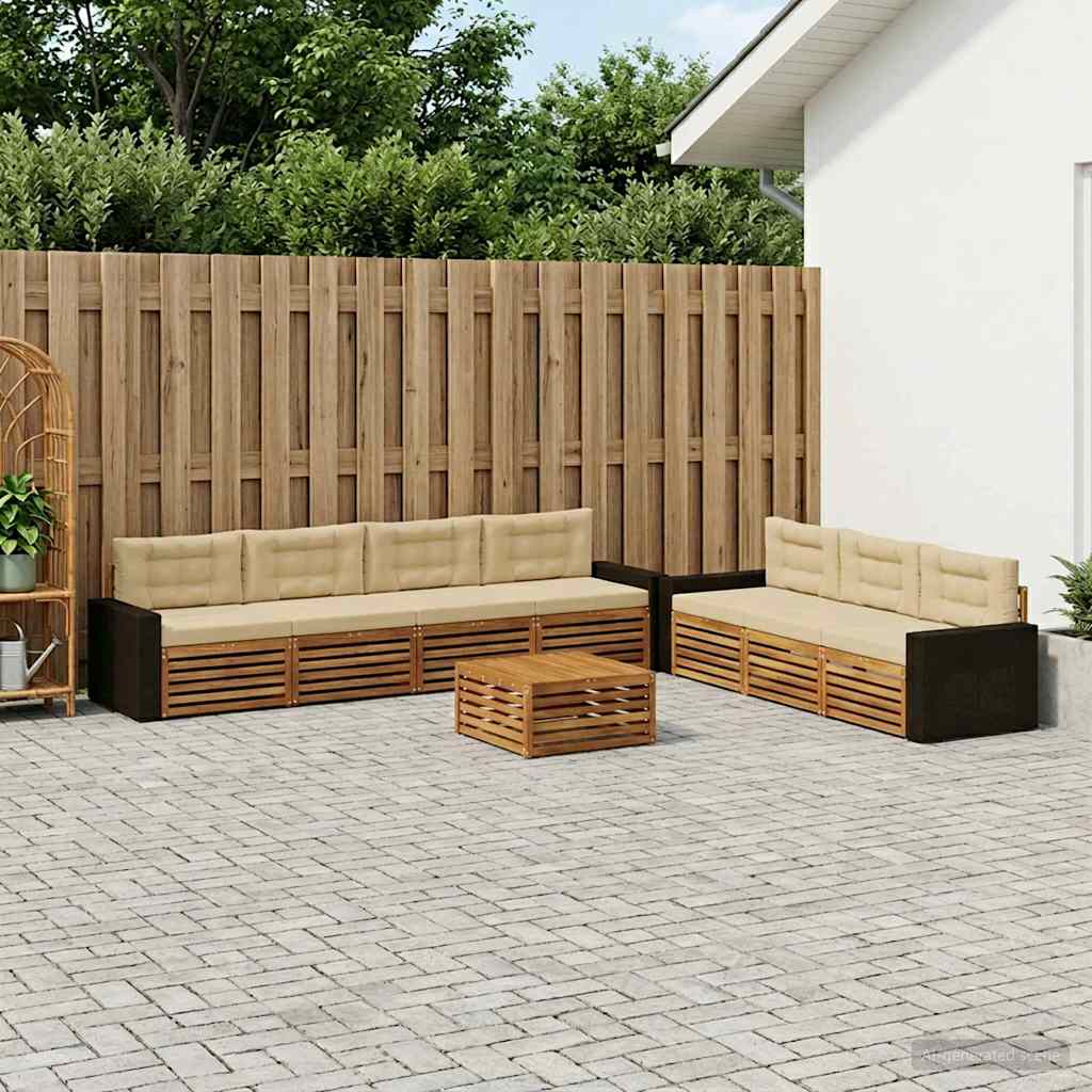 Σειρά Καναπέ Εξωτερικού 8 pcs Φυσικό και Μπεζ 79 x 79 x 37 εκ - Pakobazaar