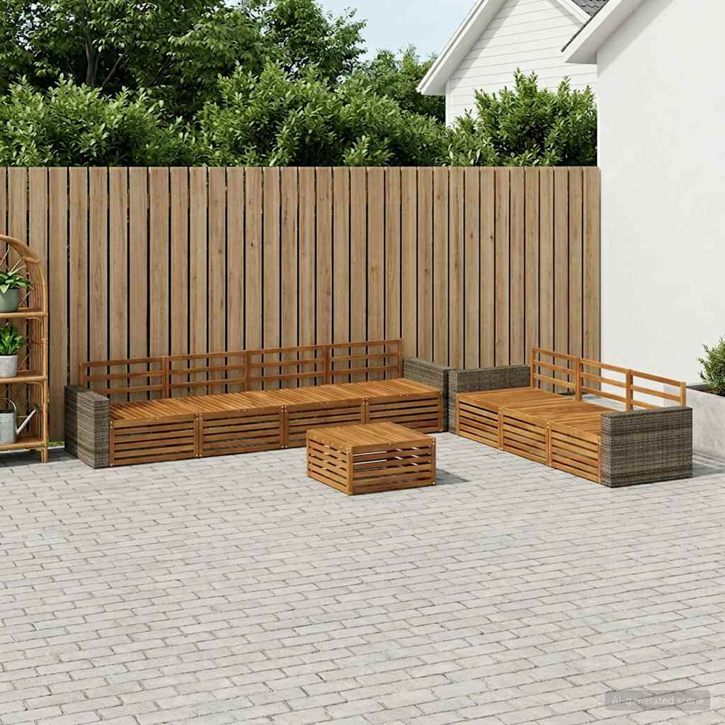 Σειρά Καναπέ Εξωτερικού 8 pcs Φυσικό 79 x 79 x 37 εκ - Pakobazaar