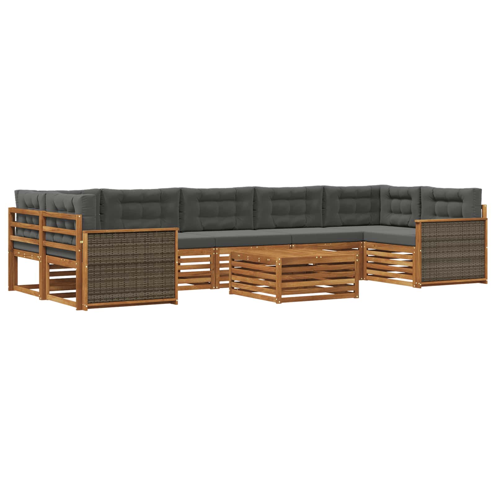 Σειρά Καναπέ Εξωτερικού με μαξιλάρι 8 pcs Φυσικό και Ανθρακί - Pakobazaar